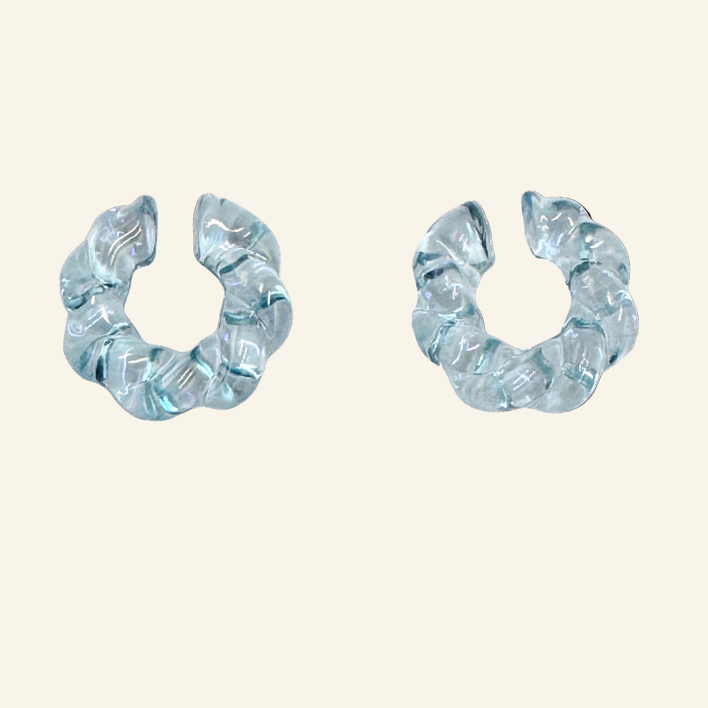 Two Blue Twisted Translucent 1" Ear Cuffs