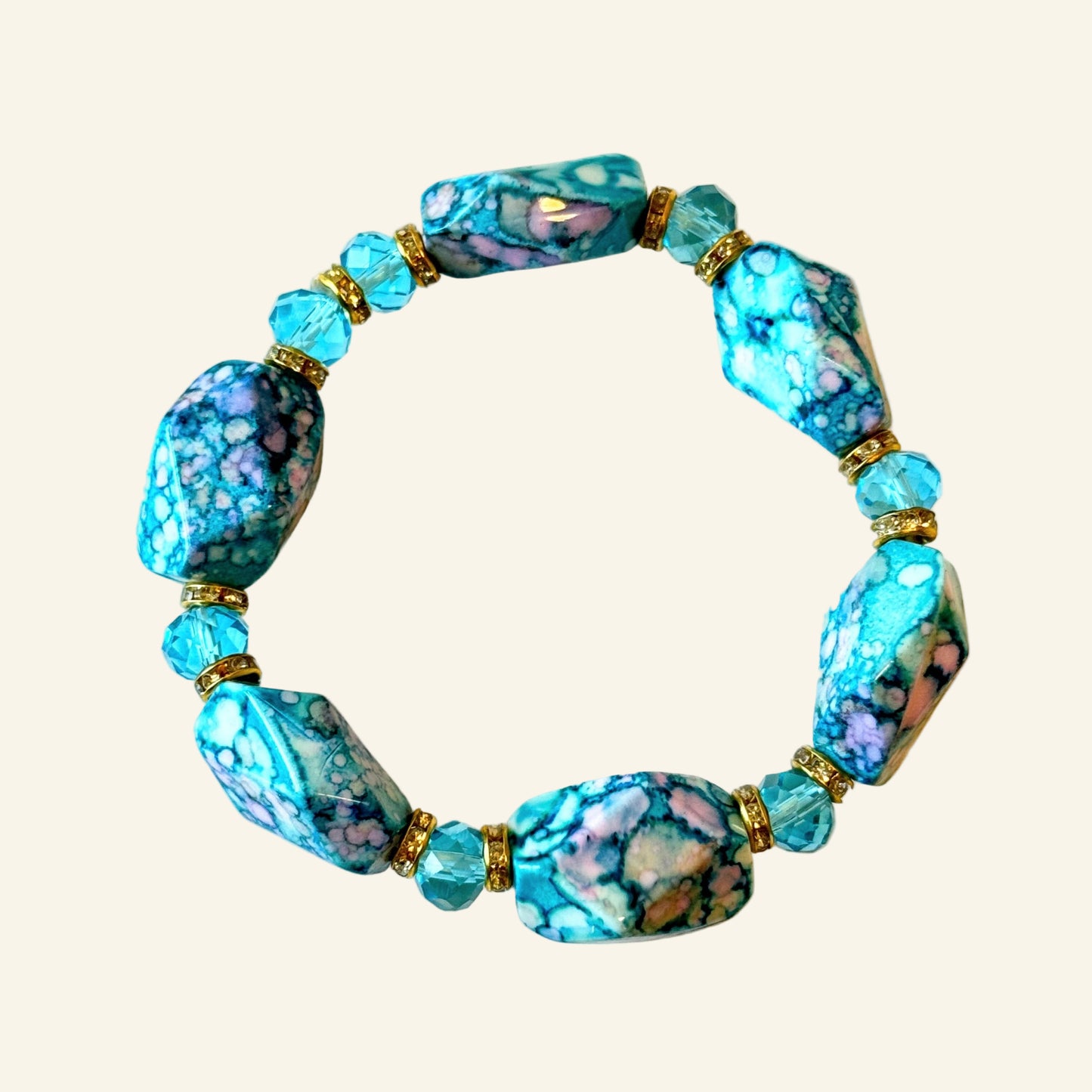 Gemstone Nuggets Stretch Beads Bracelet