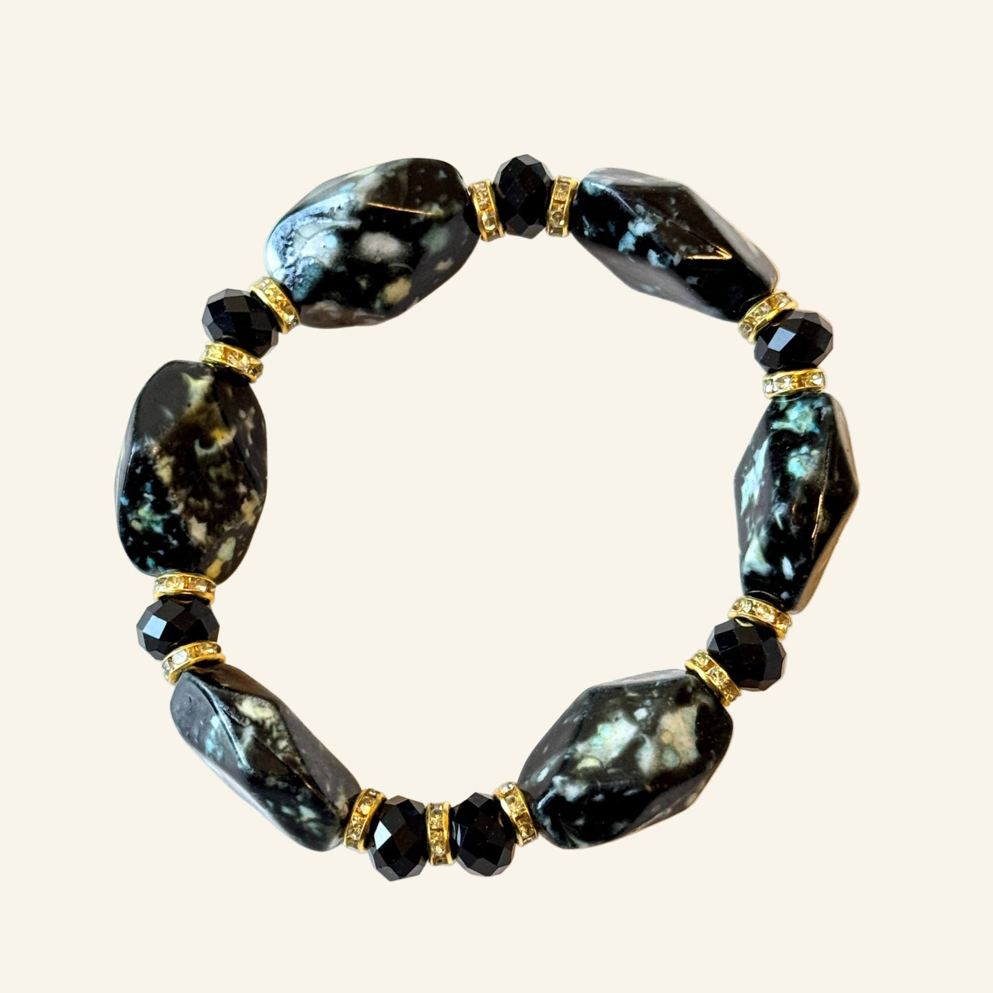 Gemstone Nuggets Stretch Beads Bracelet