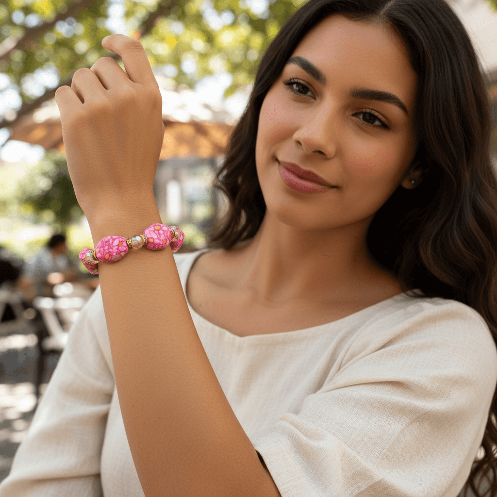 Gemstone Nuggets Stretch Beads Bracelet