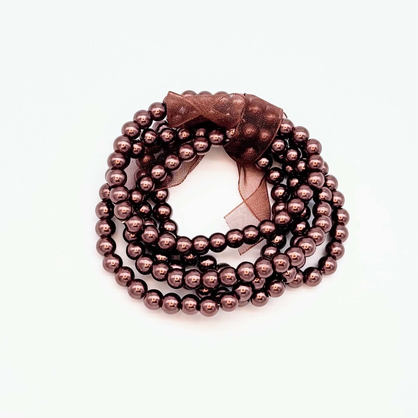 Dark Brown Fashion Faux Pearl Five Strand Bracelet