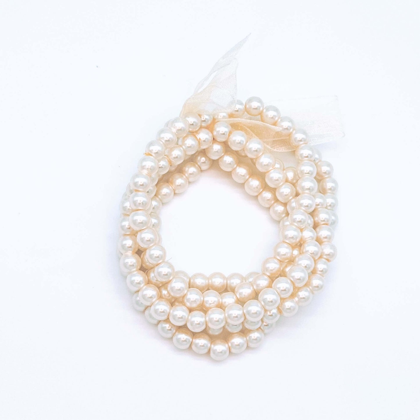 White Fashion Faux Pearl Five Strand Bracelet