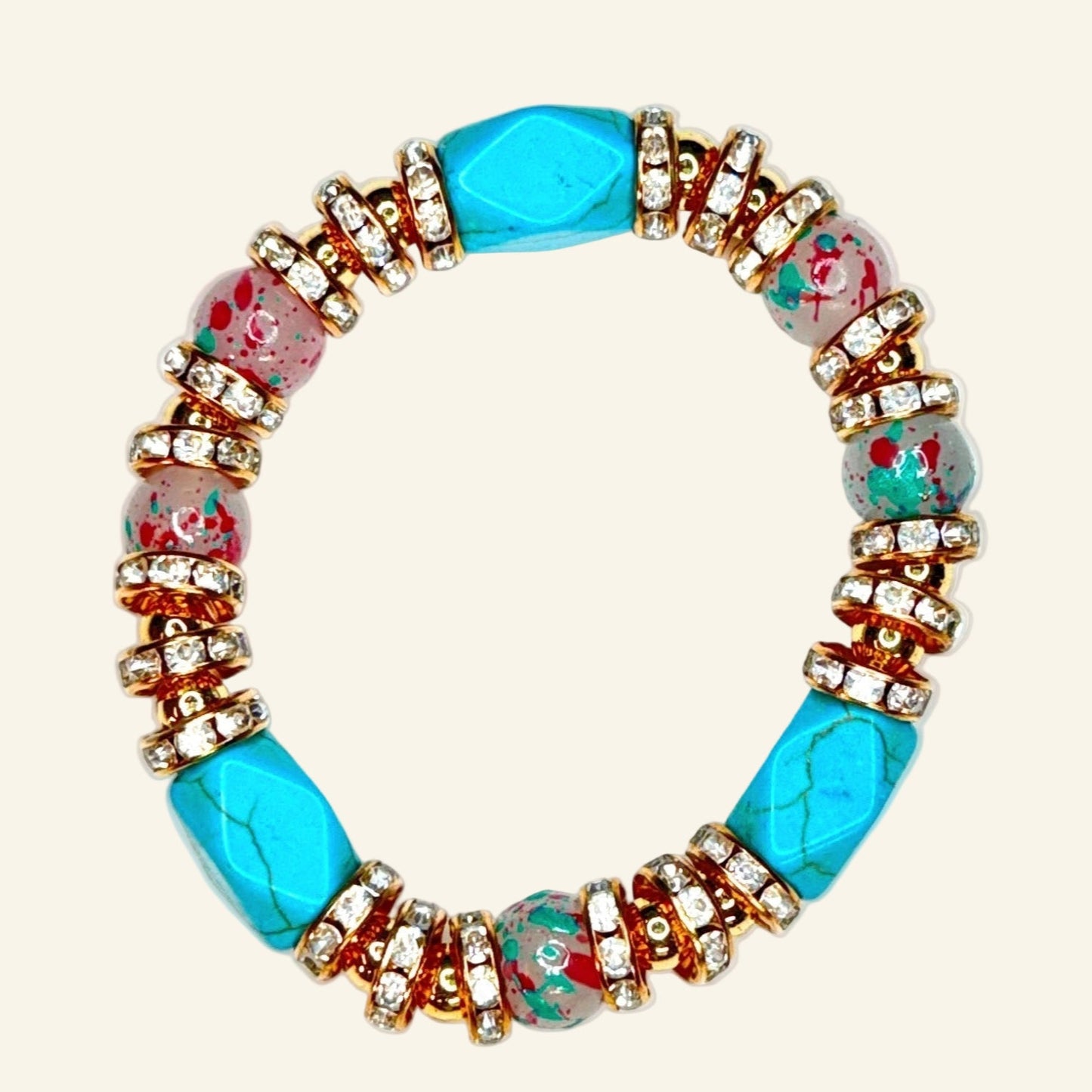 Two Blue Crackle & Iridescent Stretch Beads Bracelets
