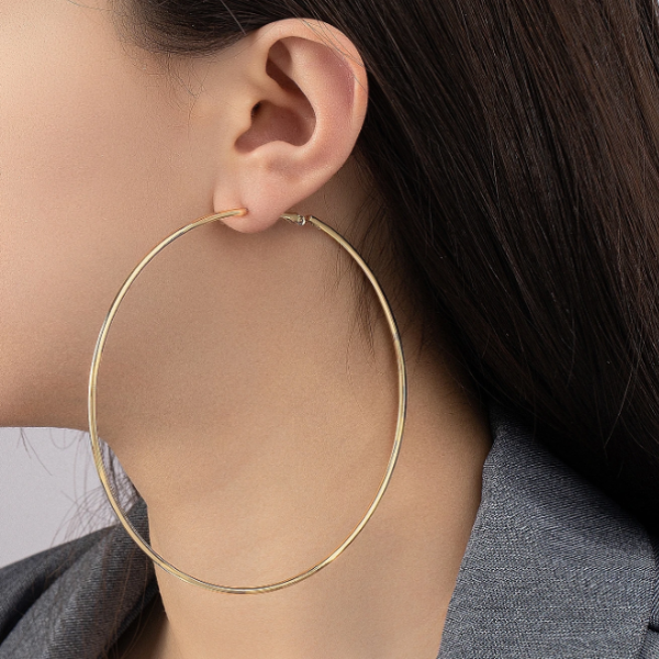 Extra-Large Gold Color 3 1/2" Hoop Earrings