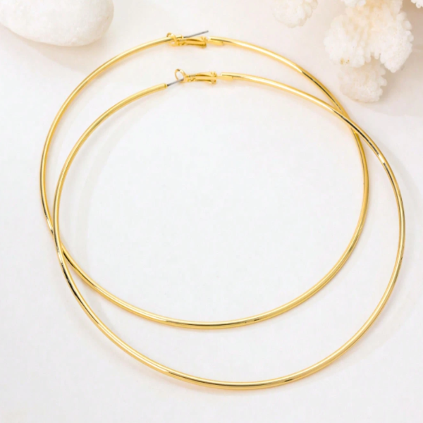Extra-Large Gold Color 3 1/2" Hoop Earrings