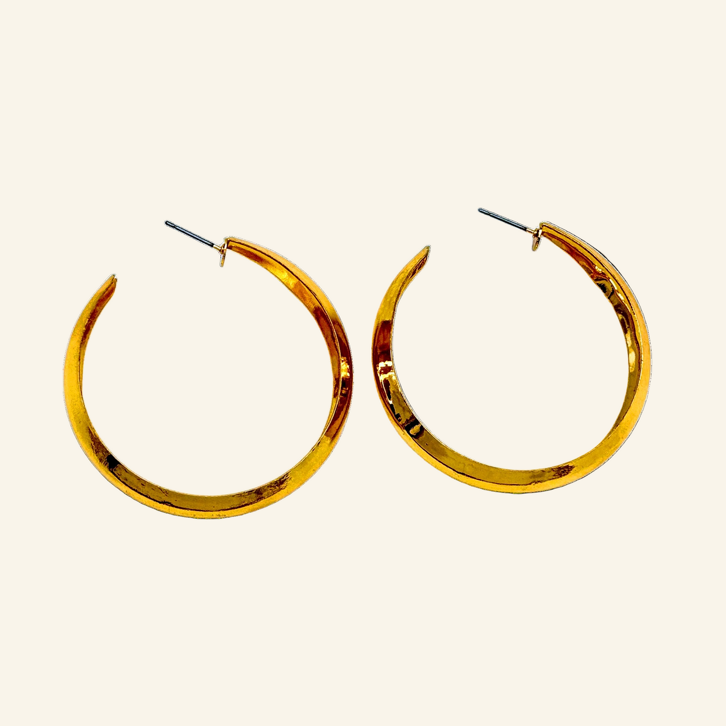 Gold Tone Hoop 2" Earrings