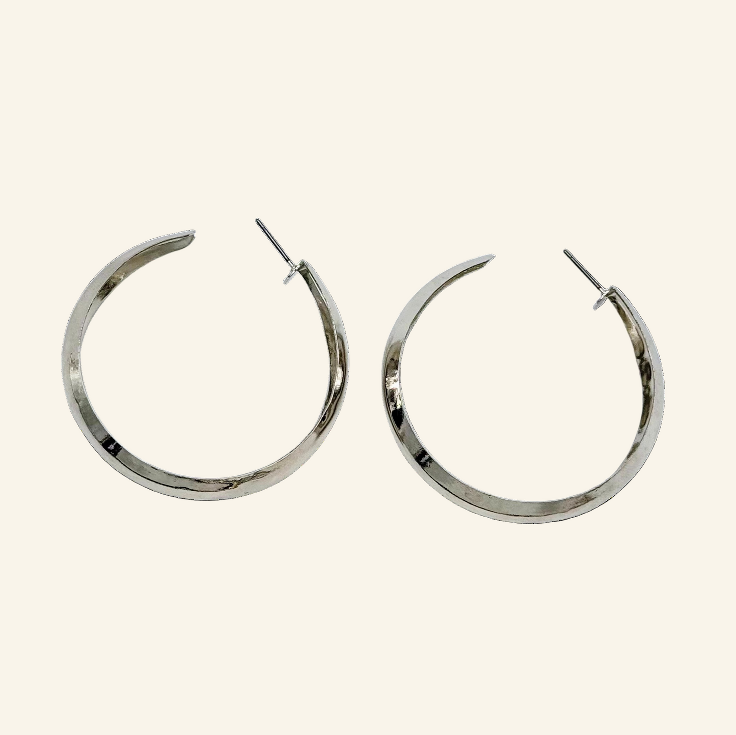 Silver Tone Hoop 2" Earrings