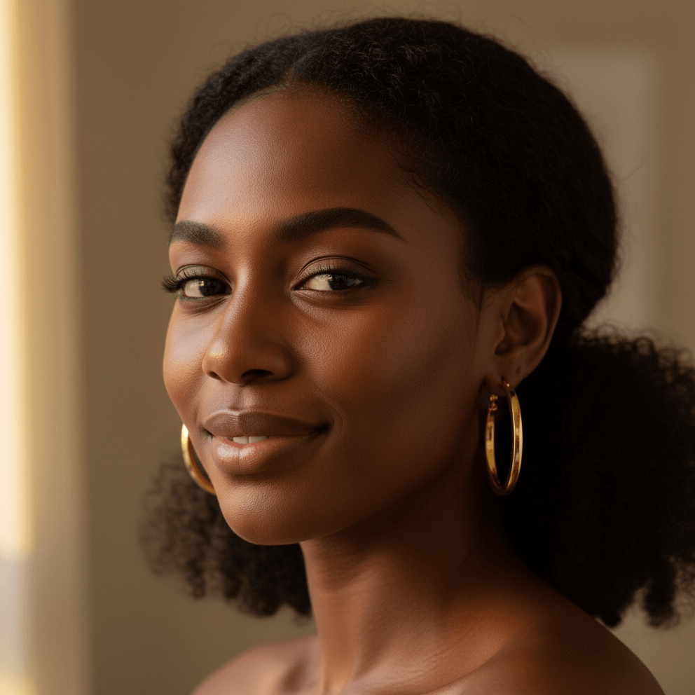 Gold Tone Hoop Squared Off Edges 2" Earrings