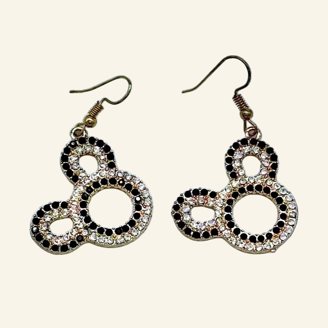 Black & White Rhinestones Mickey Mouse 1" Earrings