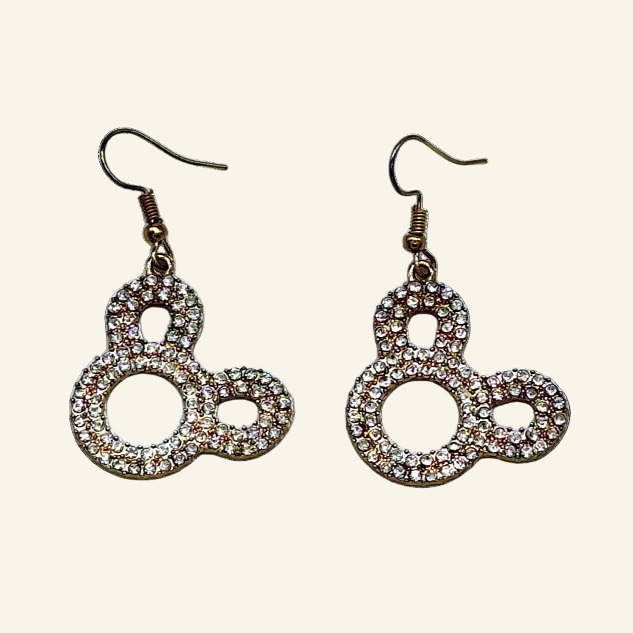 White Rhinestones Mickey Mouse 1" Earrings