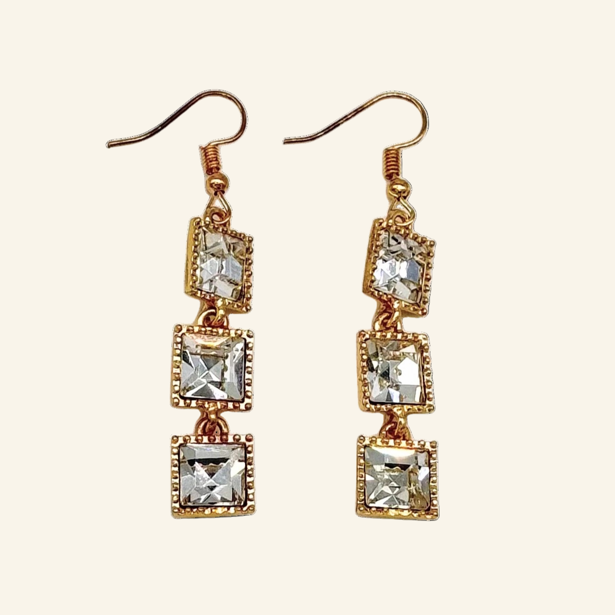 Clear Rhinestone Chain Dangle 2" Earrings