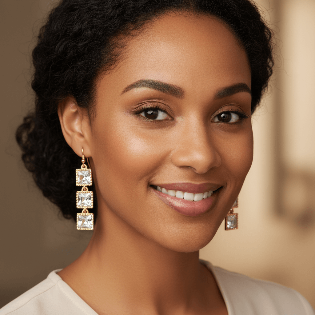 Clear Rhinestone Chain Dangle 2" Earrings