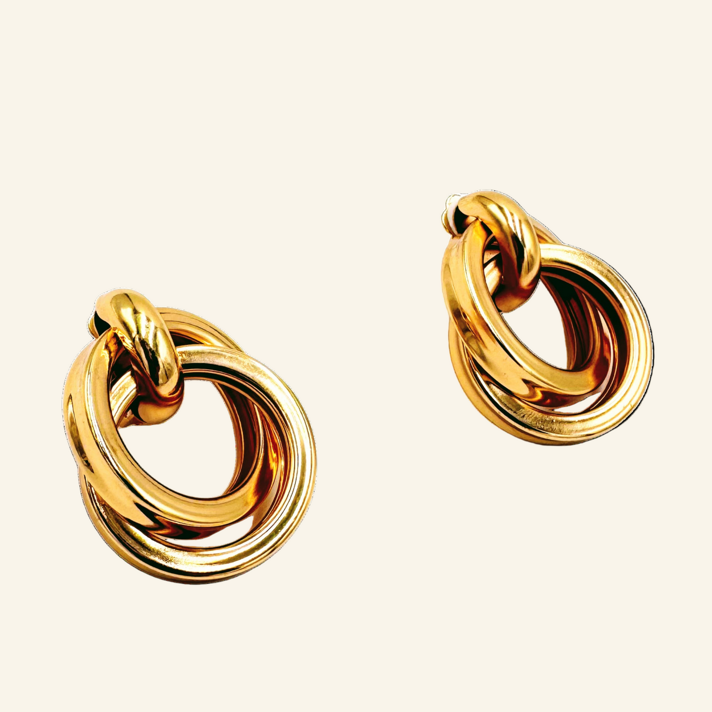 Gold Tone Multi-Hoop Clip On 1" Earrings