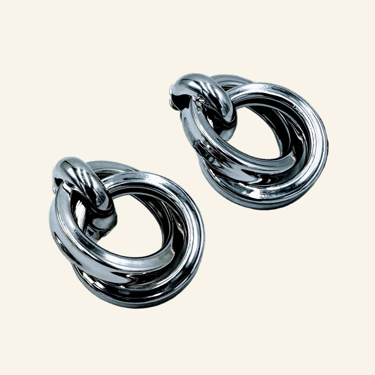 Silver Tone Multi-Hoop Clip On 1" Earrings
