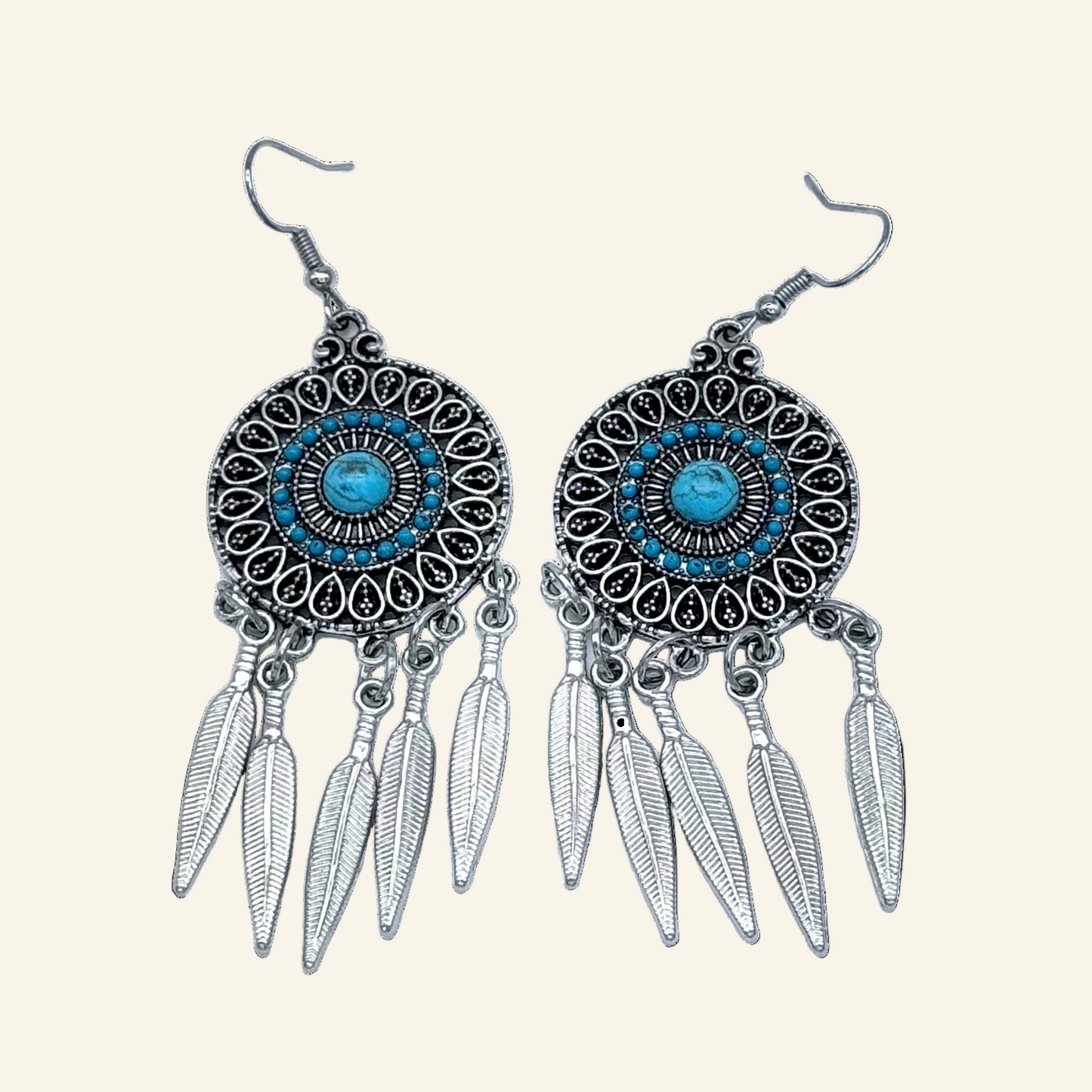 Turquoise Dream Catcher Chandelier 2 1/2 " Earrings
