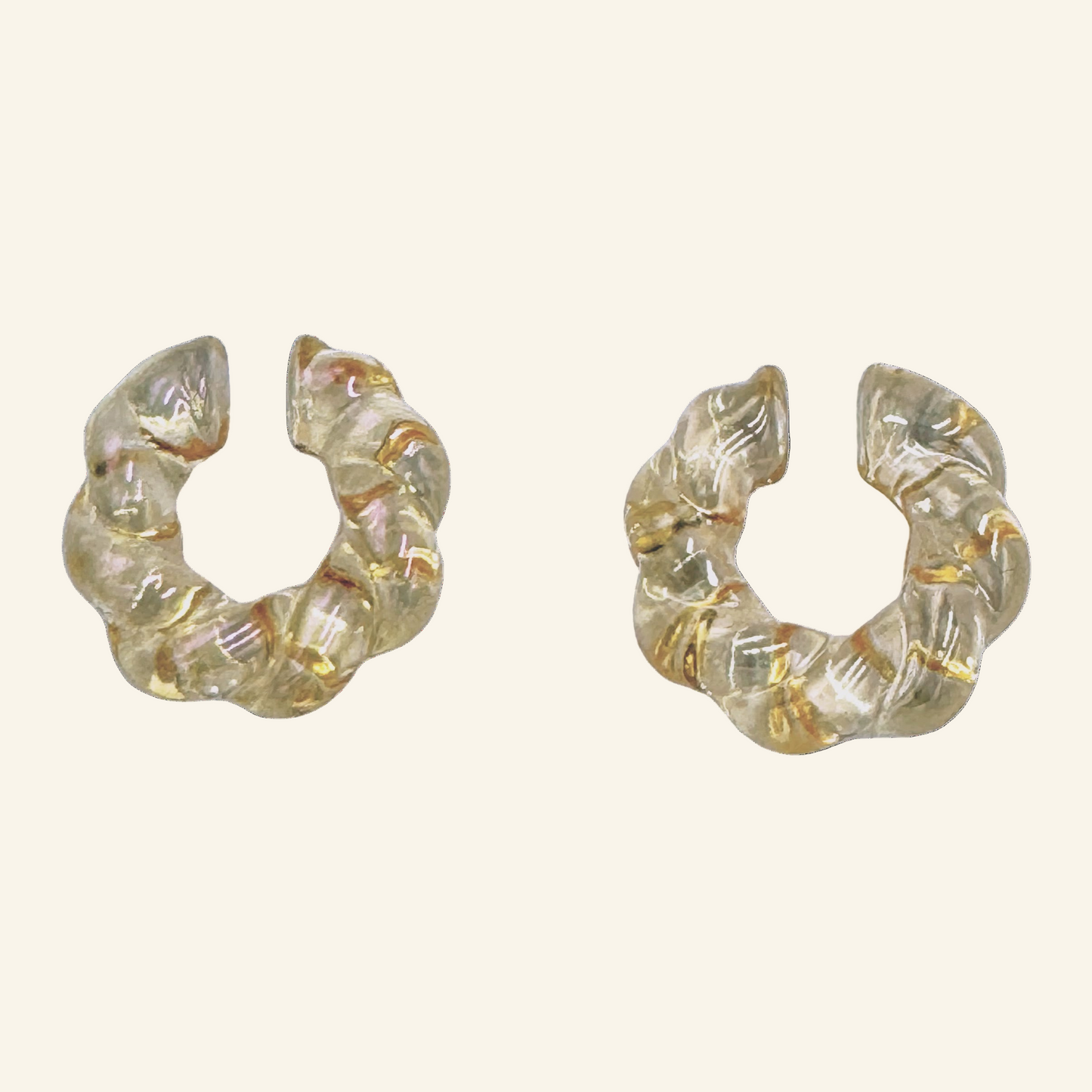 Two Gold Twisted Translucent 1" Ear Cuffs