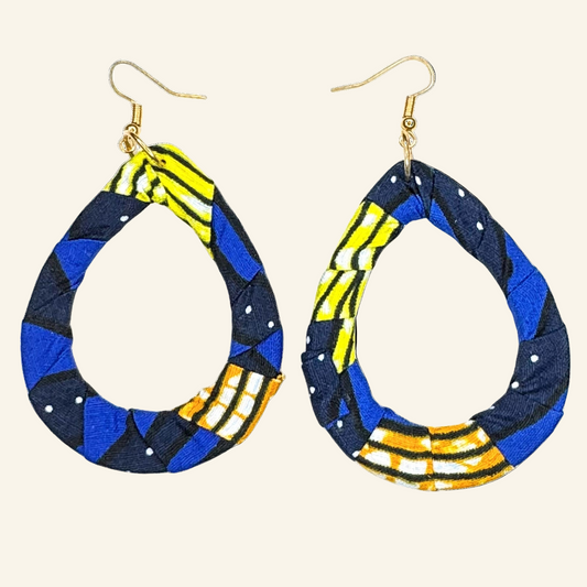 Print Cloth Wrapped Teardrop 2" Earrings V2