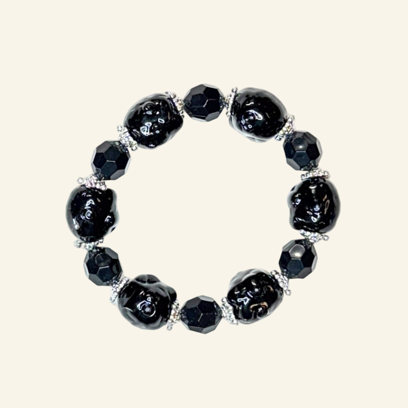 2 Stretch Black Iridescent Bumby Bracelets