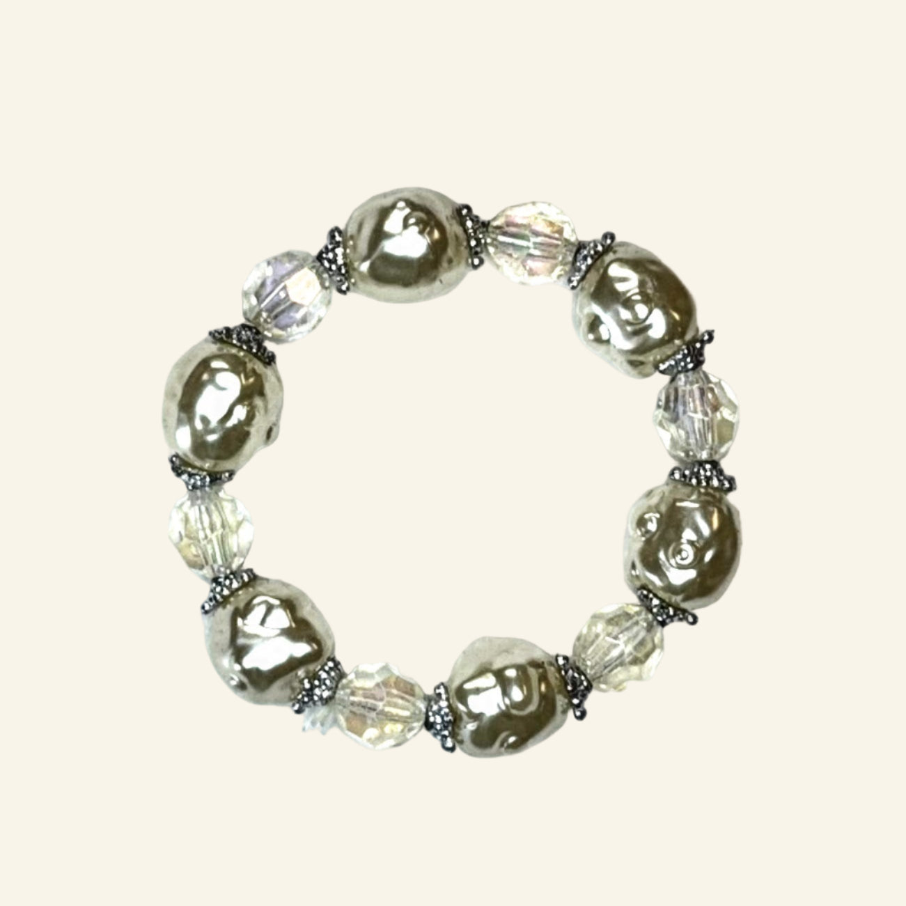 2 Stretch Ivory Iridescent Bumby Bracelets