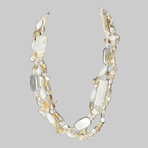 Three Strand Shell & Bead Necklace 23"