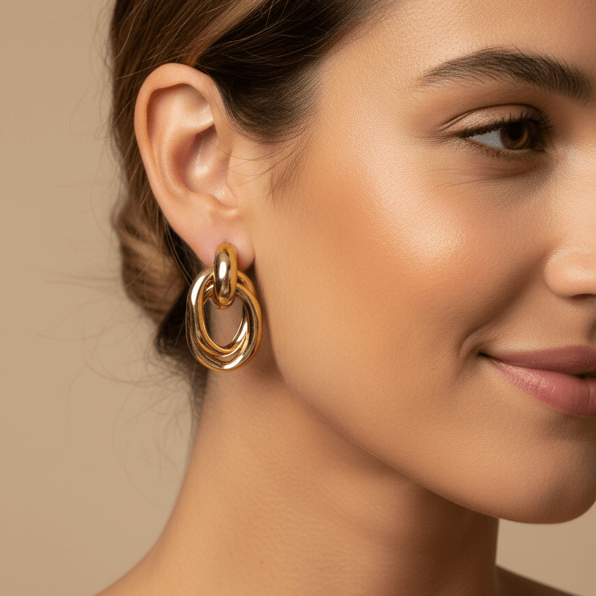 Gold Stud Earrings Ion Plating 316 Stainless Steel