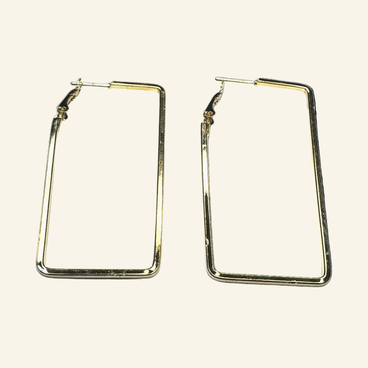 Rectangle Simulated Gold Earrings 2 1/4"