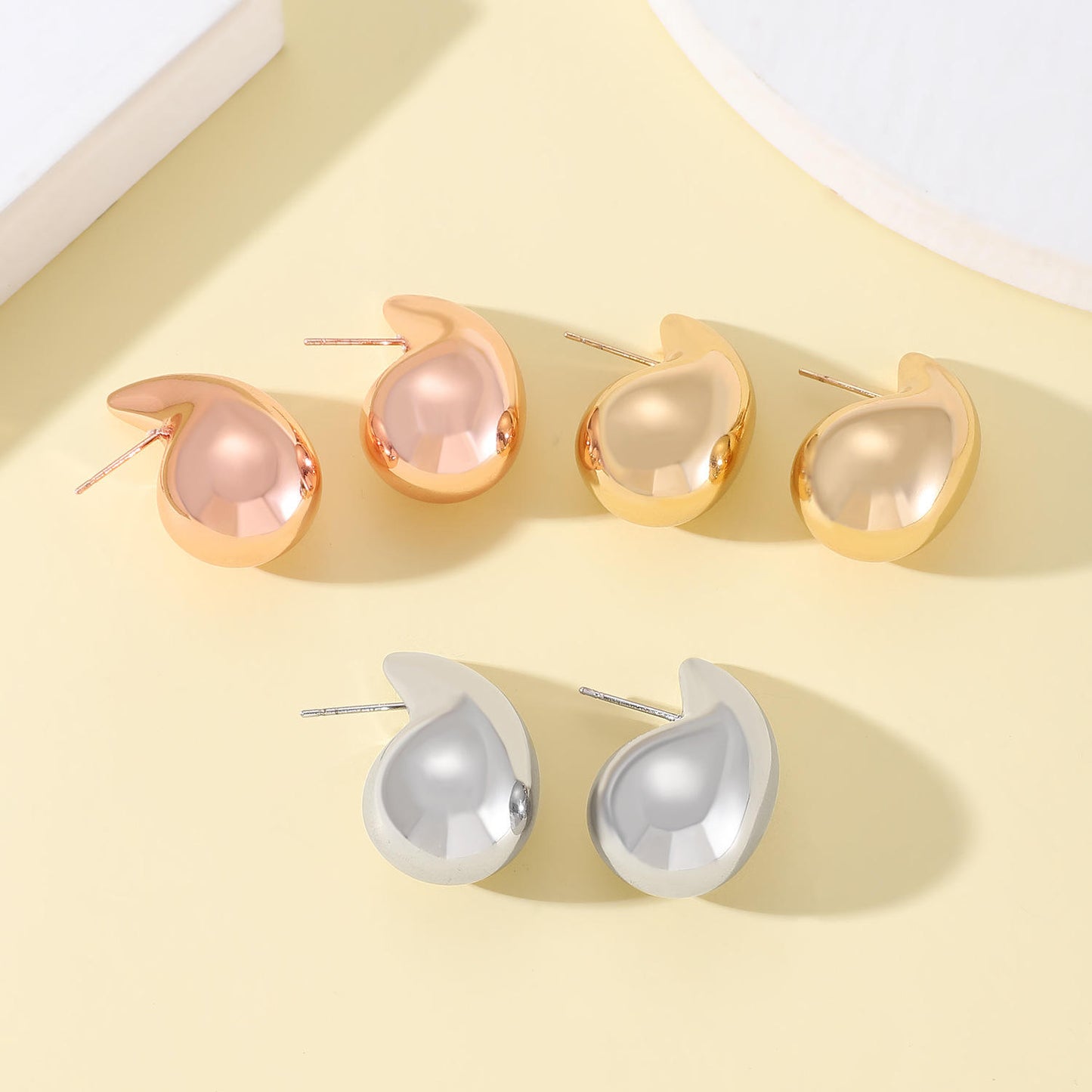 Silver Plated Large Tear Drop Chunky 1.2" Earrings