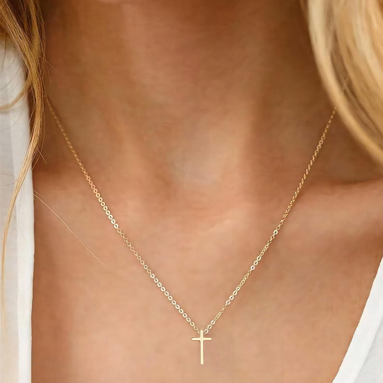 Modest Fashion Cross Stainless Steel 18K Gold Plated