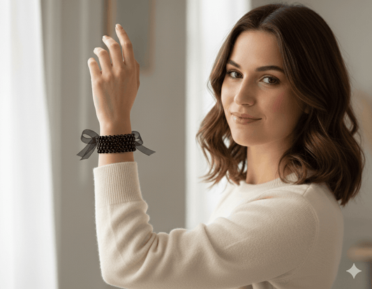 Black Fashion Faux Pearl Five Strand Bracelet