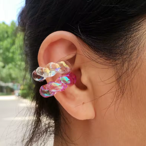 Two Blue Twisted Translucent 1" Ear Cuffs