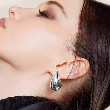 Silver Plated Large Tear Drop Chunky 1.2" Earrings