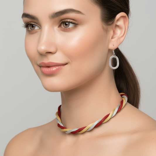 Gold Tone Muti-Color Twisted Rope 20" Necklace Set