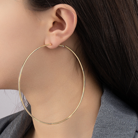 Extra-Large Gold Color 3 1/2" Hoop Earrings