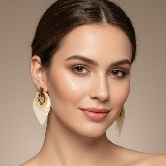 White Tortoise Shell Resin 2" Earrings