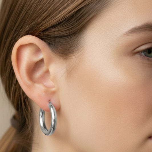 Silver Tube Hoop 2" Earrings