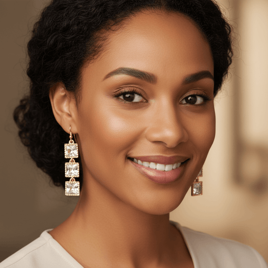 Clear Rhinestone Chain Dangle 2" Earrings
