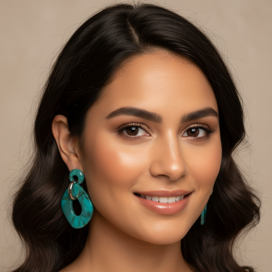 Chunky Acrylic Chain 1 1/2" Aqua Earrings
