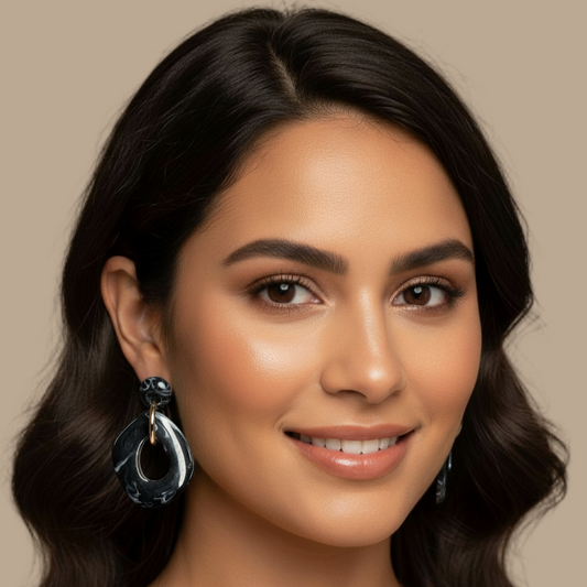 Chunky Acrylic Chain 1 1/2" Black Earrings
