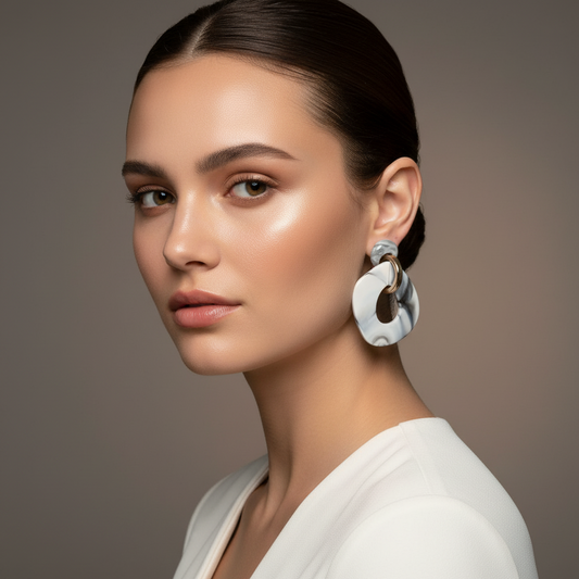 Chunky Acrylic Chain 1 1/2" Gray Earrings