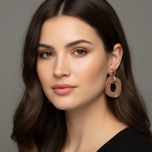 Chunky Acrylic Chain 1 1/2" Salmon Earrings