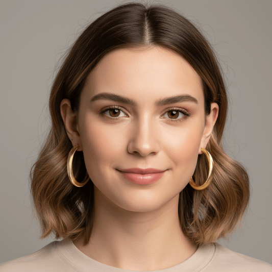 Gold Tone Hoop Texture Fashion 2" Earrings
