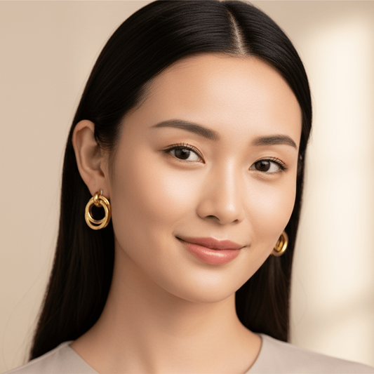 Gold Tone Multi-Hoop Clip On 1" Earrings