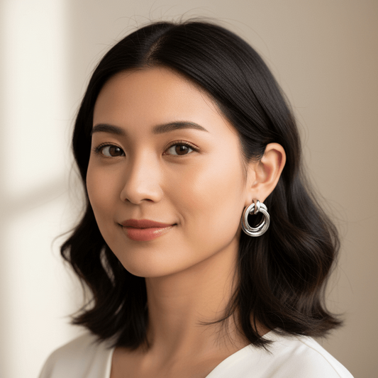 Silver Tone Multi-Hoop Clip On 1" Earrings