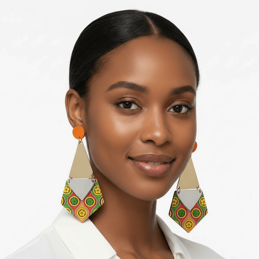 Bohemian Style Multicolor Gold Tone  3" Earrings V3