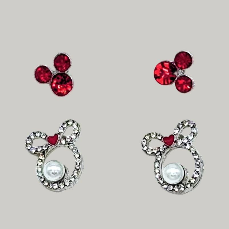 MM Red Earrings Iridescent With Pearl