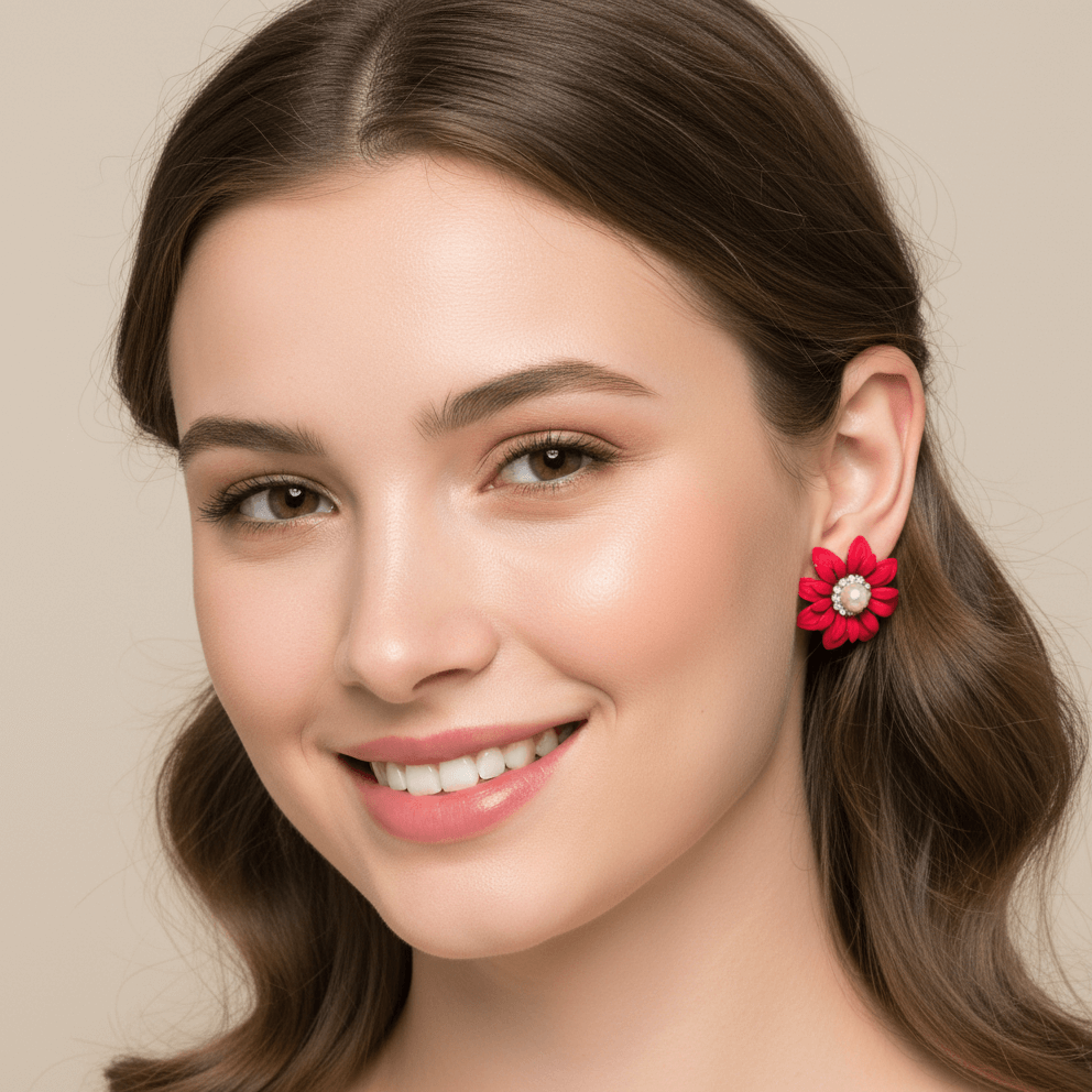 Daisy Stud Flowers 1" Earrings Pink