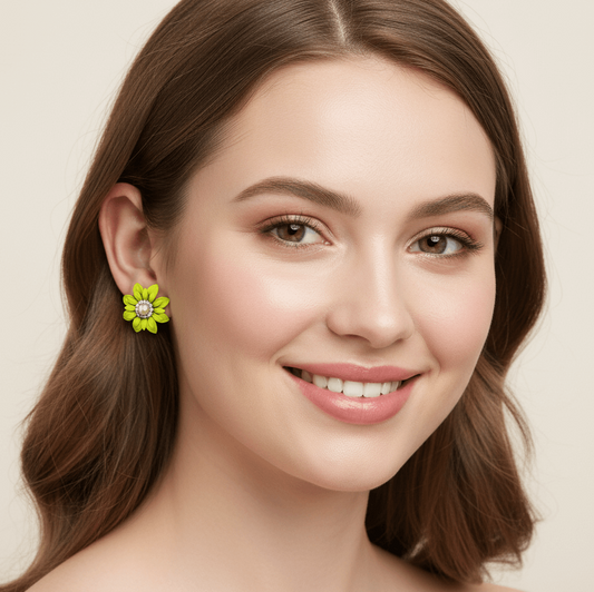 Daisy Stud Flowers 1" Earrings Yellow