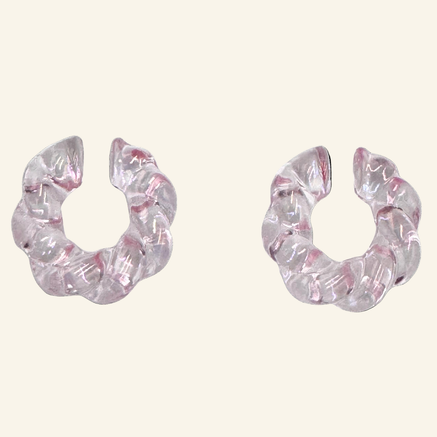 Two Light Pink Twisted Translucent 1" Ear Cuffs