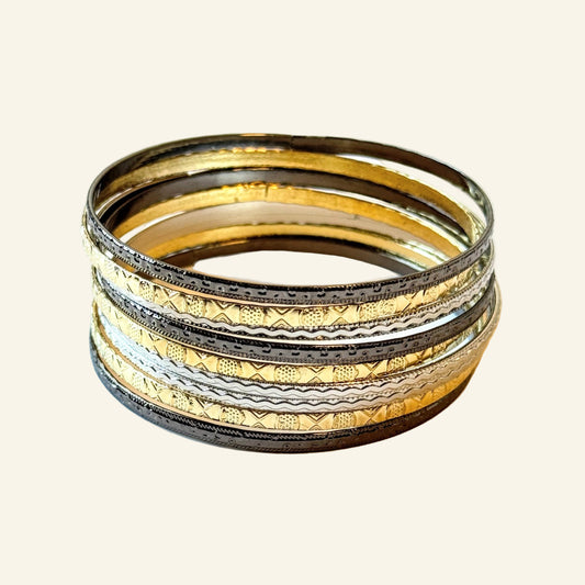 Bangle Bracelets 9 Mixed Metal Tone