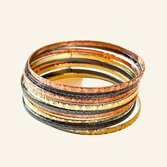 Bangle Bracelets 9 Mixed Metal Tone